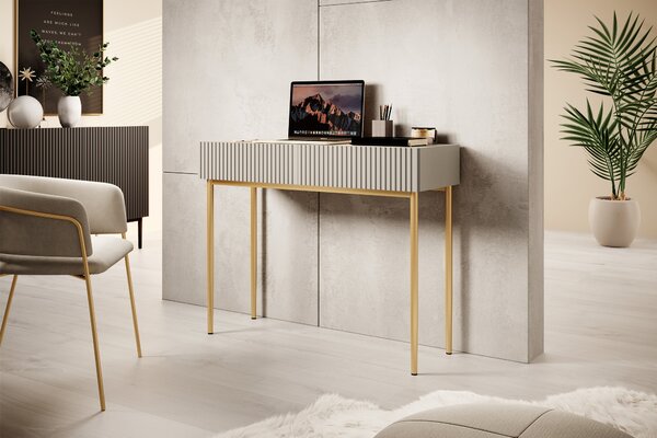 Moderný písací stôl Nicole 100 cm - kašmírová / zlatá