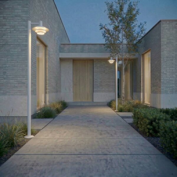 Lucande Exterierové LED svietidlo Montaro, biele, 220 cm, IP54, Biela / opálová, Hliník, Moderný