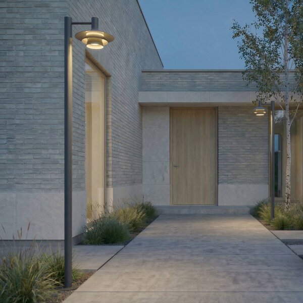 Exterierové LED svietidlo Lucande Montaro, antracitová farba, 220 cm, IP54, Čierna, Hliník, Moderný