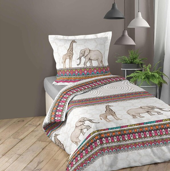 Detské bavlnené farebné posteľné obliečky safari 140 x 200 cm