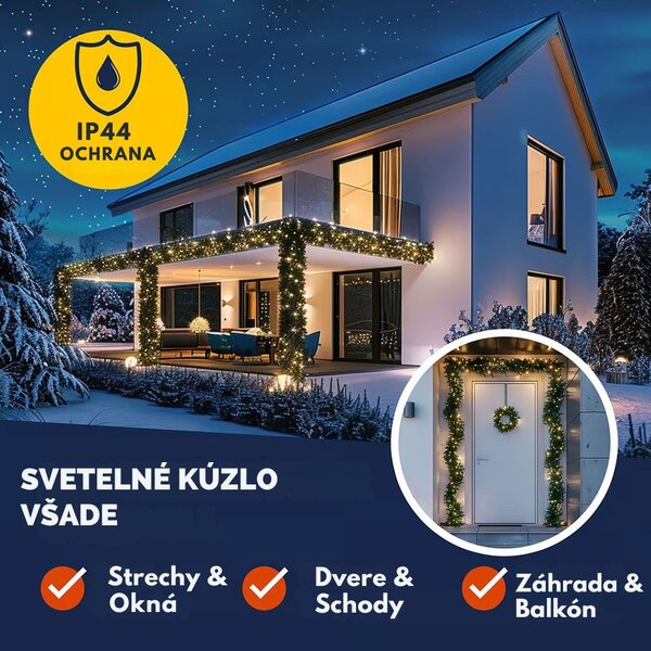 Vianočná girlanda ANDREA s osvetlením na diaľkové ovládanie, 5m, zelená Casaria