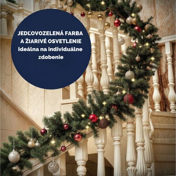 Vianočná girlanda ANDREA s osvetlením na diaľkové ovládanie, 5m, zelená Casaria