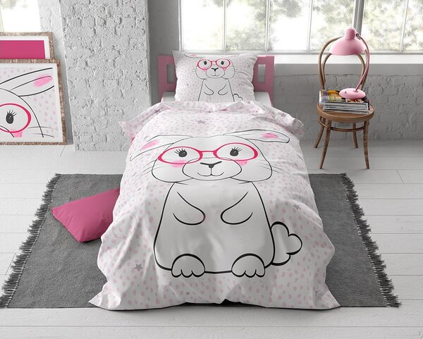 Ružové bavlnené posteľné obliečky pre dievčatko 140 x 200 cm