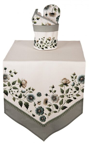 Béžový bavlnený košík na pečivo s kvetmi Gently Blooming - Ø 15*16 cm - Clayre & Eef