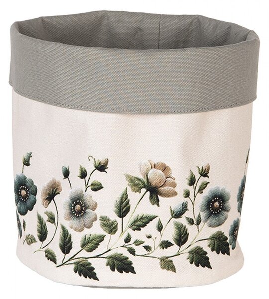 Béžový bavlnený košík na pečivo s kvetmi Gently Blooming - Ø 15*16 cm - Clayre & Eef