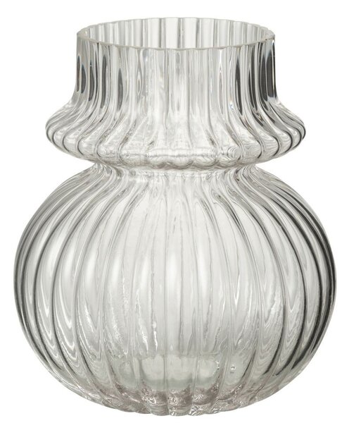 Transparentná sklenená váza s rebrovaním Kanno - Ø 15*17 cm - J-Line by Jolipa
