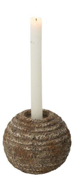 Hnedý antik cementový okrúhly svietnik Dibbo - Ø 13*11 cm - J-Line by Jolipa