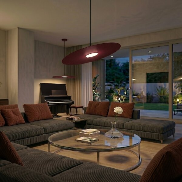 Závesný luster na lanku PIATTO 1xGX53/15W/230V pr. 55 cm vínová