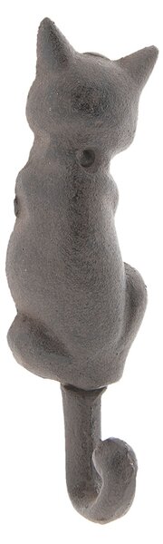 Nástenný kovový háčik mačka - 5 * 3 * 17 cm - Clayre & Eef