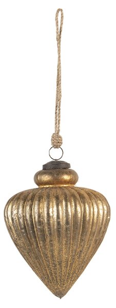 Zlatá vianočná ozdoba s patinou v tvare trojuholníka M - Ø 13 * 16 cm - Clayre & Eef