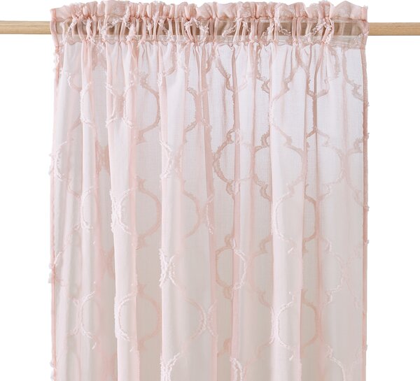Vzorovaná ružová záclona na riasecej páske 140 x 250 cm