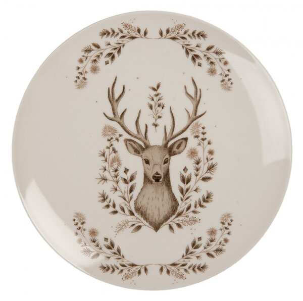 Porcelánový dezertný tanierik s jeleňom Gentle Wilderness - Ø 20*2 cm - Clayre & Eef
