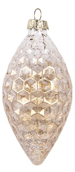 Zlatá antik sklenená vianočná ozdoba šiška - Ø 6*12 cm - Clayre & Eef