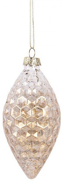 Zlatá antik sklenená vianočná ozdoba šiška - Ø 6*12 cm - Clayre & Eef
