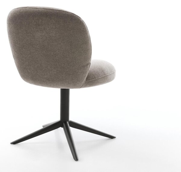 DELIFE Jedálenská stolička Nube-Flex texturovaná látka mäkký taupe čierna krížová podstava 360° otočný hojdacia funkcia vrecková pružina