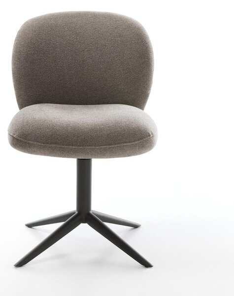 DELIFE Jedálenská stolička Nube-Flex texturovaná látka mäkký taupe čierna krížová podstava 360° otočný hojdacia funkcia vrecková pružina
