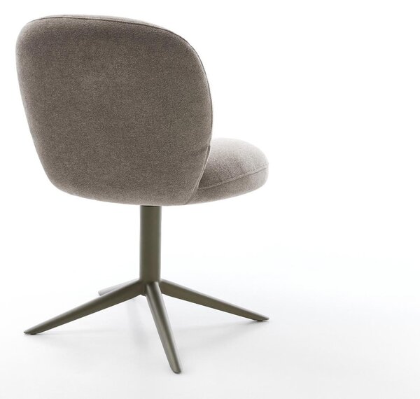DELIFE Jedálenská stolička Nube-Flex texturovaná látka mäkká taupe podstava titánová farba 360° otočná hojdacia funkcia vrecková pružina