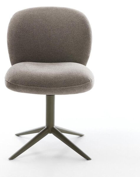 DELIFE Jedálenská stolička Nube-Flex texturovaná látka mäkká taupe podstava titánová farba 360° otočná hojdacia funkcia vrecková pružina