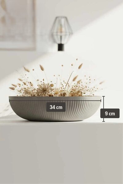 Okrasná miska PLANA, sklolaminát, priemer 34 cm, sivá