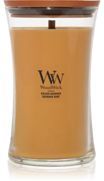 Woodwick Opulent Wood Golden Bourbon vonná sviečka s dreveným knotom (hearthwick) 609.5 g