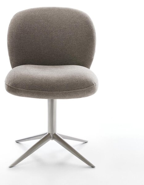 DELIFE Jedálenská stolička Nube-Flex texturovaná látka mäkký taupe krížová podstava nerezová oceľ 360° otočný hojdacia funkcia vrecková pružina