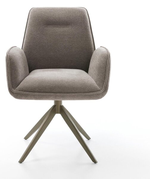 DELIFE Jedálenská stolička Zoa-Flex texturovaná látka mäkká taupe krížová podstava široká titánová farba 360° otočná hojdacia funkcia vrecková pružina