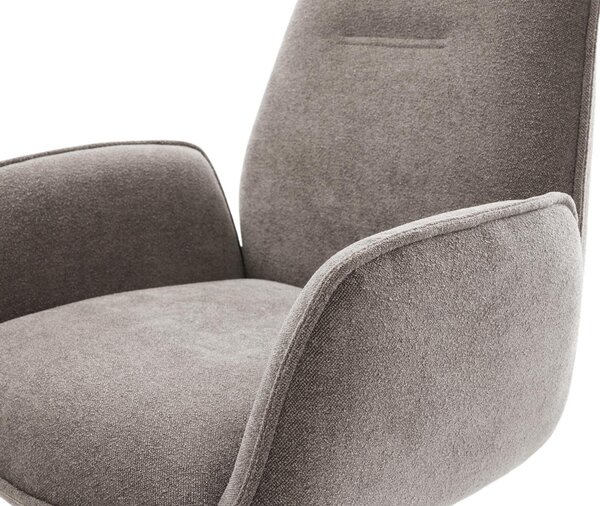 DELIFE Jedálenská stolička Zoa-Flex texturovaná látka mäkká taupe krížová podstava široká grafitová 360° otočná hojdacia funkcia vrecková pružina