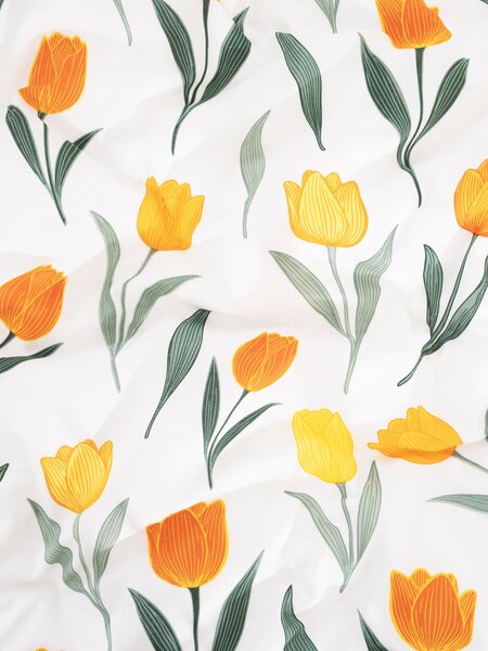 Bavlnené obliečky Renforcé - Kvety tulipánov oranžové