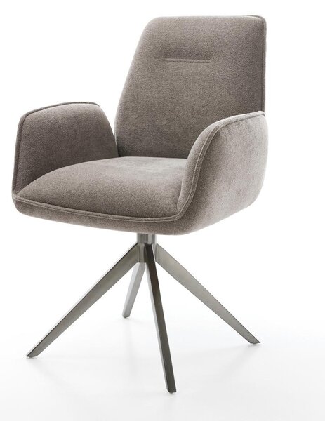 DELIFE Jedálenská stolička Zoa-Flex texturovaná látka mäkká taupe krížová podstava široká grafitová 360° otočná hojdacia funkcia vrecková pružina