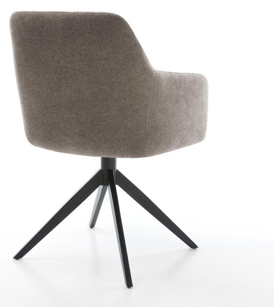 DELIFE Jedálenská stolička Greg-Flex texturovaná látka mäkká taupe krížová podstava široká čierna 360° otočná hojdacia funkcia vrecková pružina