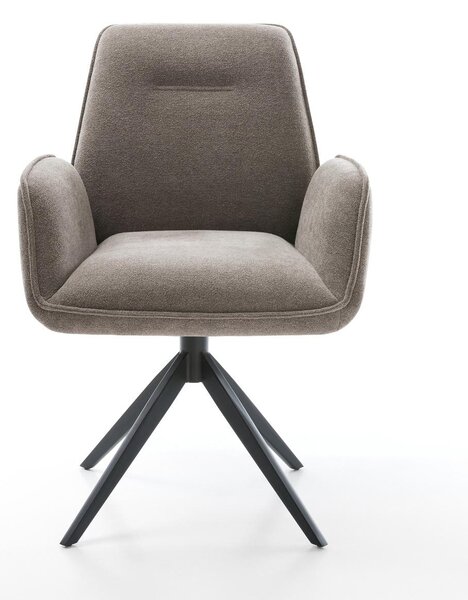 DELIFE Jedálenská stolička Zoa-Flex texturovaná látka mäkký taupe krížová podstava široká čierna 360° otočná hojdacia funkcia vrecková pružina