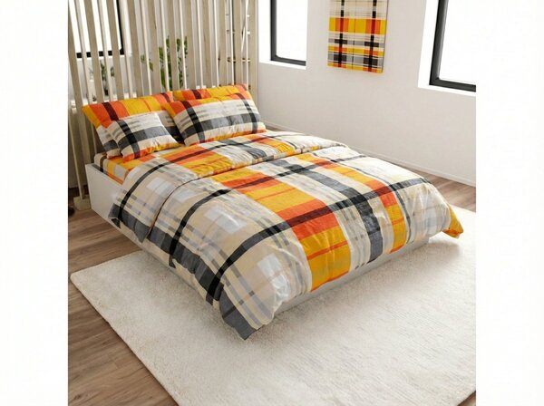 Krepové obliečky z Renforcé bavlny ORANGE KUBE farebné Rozmer obliečky: 70 x 90 cm | 140 x 200 cm