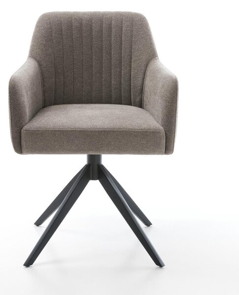 DELIFE Jedálenská stolička Greg-Flex texturovaná látka mäkká taupe krížová podstava široká čierna 360° otočná hojdacia funkcia vrecková pružina
