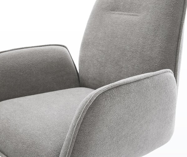 DELIFE Jedálenská stolička Zoa-Flex texturovaná látka mäkký sivá krížová podstava široká nerezová oceľ 360° otočná hojdacia funkcia vrecková pružina