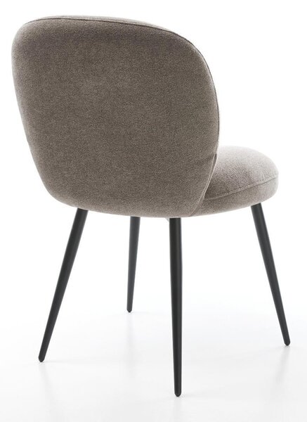 DELIFE Jedálenská stolička Nube-Flex texturovaná látka mäkký taupe 4-nohá zúžená čierna vrecková pružina