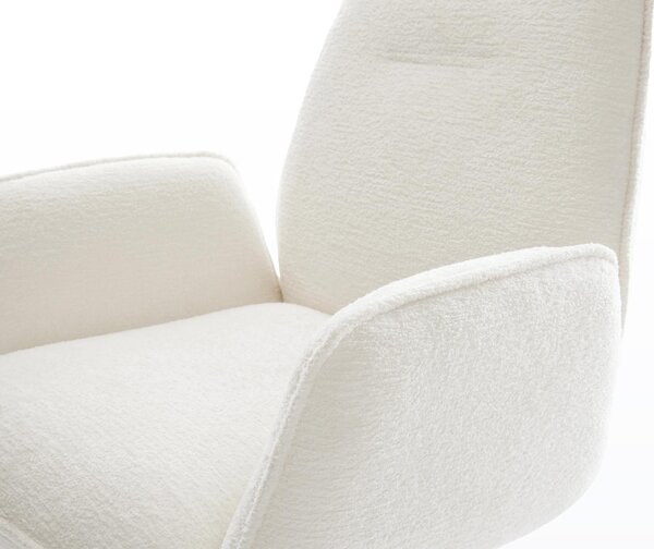 DELIFE Jedálenská stolička Zoa-Flex bouclé mäkká béžová krížová podstava široká titánová farba otočný o 360° hojdacia funkcia vrecková pružina