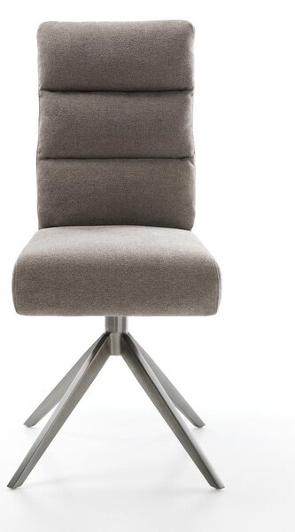 DELIFE Jedálenská stolička Pela-Flex texturovaná látka mäkký taupe krížová podstava široká grafitová 360° otočná hojdacia funkcia vrecková pružina