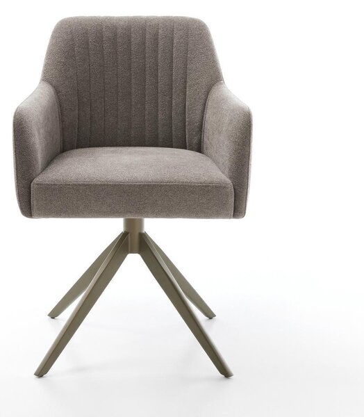 DELIFE Jedálenská stolička Greg-Flex texturovaná látka mäkká taupe široká krížová podstava titánová farba 360° otočná hojdacia funkcia vrecková pružina