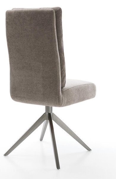 DELIFE Jedálenská stolička Pela-Flex texturovaná látka mäkký taupe krížová podstava široká grafitová 360° otočná hojdacia funkcia vrecková pružina