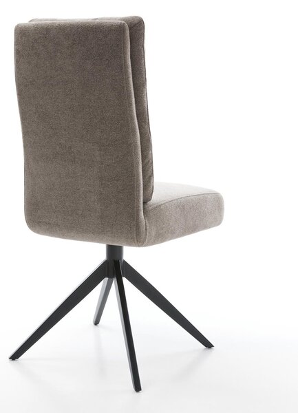 DELIFE Jedálenská stolička Pela-Flex texturovaná látka mäkký taupe krížová podstava široká čierna 360° otočná hojdacia funkcia vrecková pružina