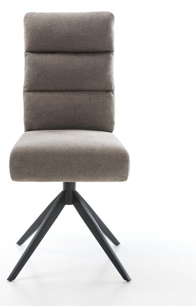 DELIFE Jedálenská stolička Pela-Flex texturovaná látka mäkký taupe krížová podstava široká čierna 360° otočná hojdacia funkcia vrecková pružina