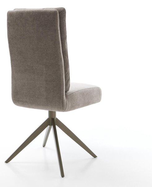 DELIFE Jedálenská stolička Pela-Flex texturovaná látka mäkký taupe krížová podstava široká titánová farba 360° otočná hojdacia funkcia vrecková pružina
