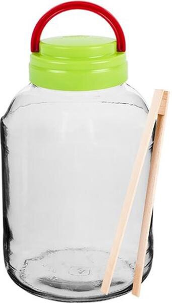 Sklenený pohár s viečkom a kliešťami 3l