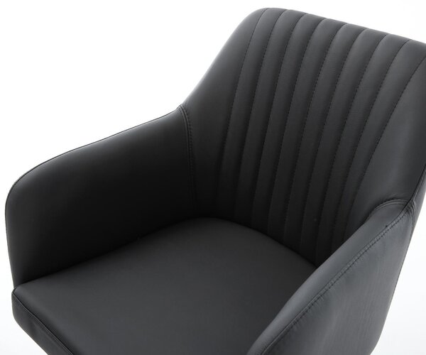 DELIFE Jedálenská stolička Greg-Flex pravá koža čierna krížová podstava široká titánová farba 360° otočná hojdacia funkcia vrecková pružina