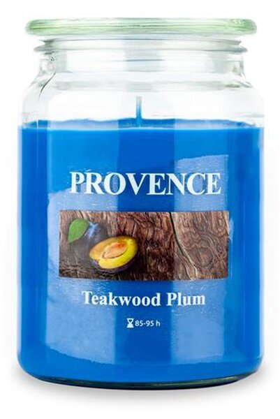 Vonná sviečka v skle PROVENCE 95 hodín teakové drevo a slivka