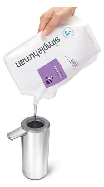 Bezdotykový oceľový dávkovač mydla v matne striebornej farbe 266 ml – simplehuman