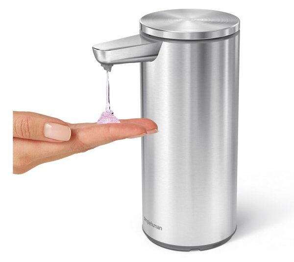 Bezdotykový oceľový dávkovač mydla v matne striebornej farbe 266 ml – simplehuman