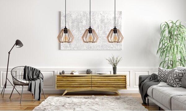 Luster na lanku BERGO 3xE27/60W/230V čierna