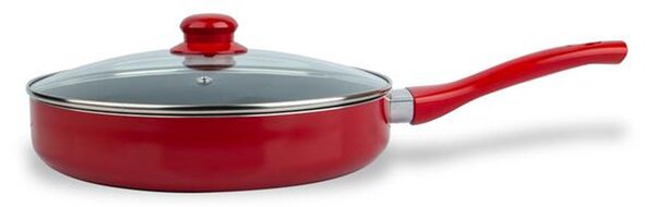 Hlboká panvica s pokrievkou KITCHISIMO Rosso 28cm nepriľnavý povrch