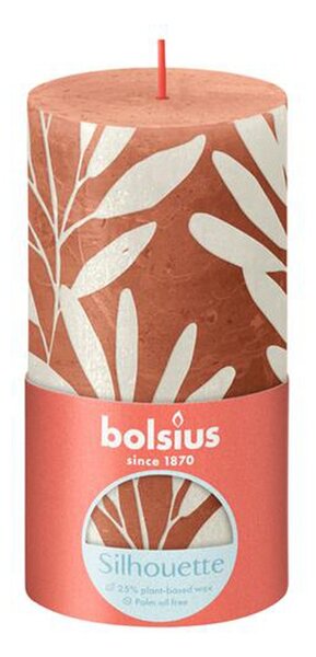Rustikálna sviečka 13 cm Bolsius korálová / šalvia
